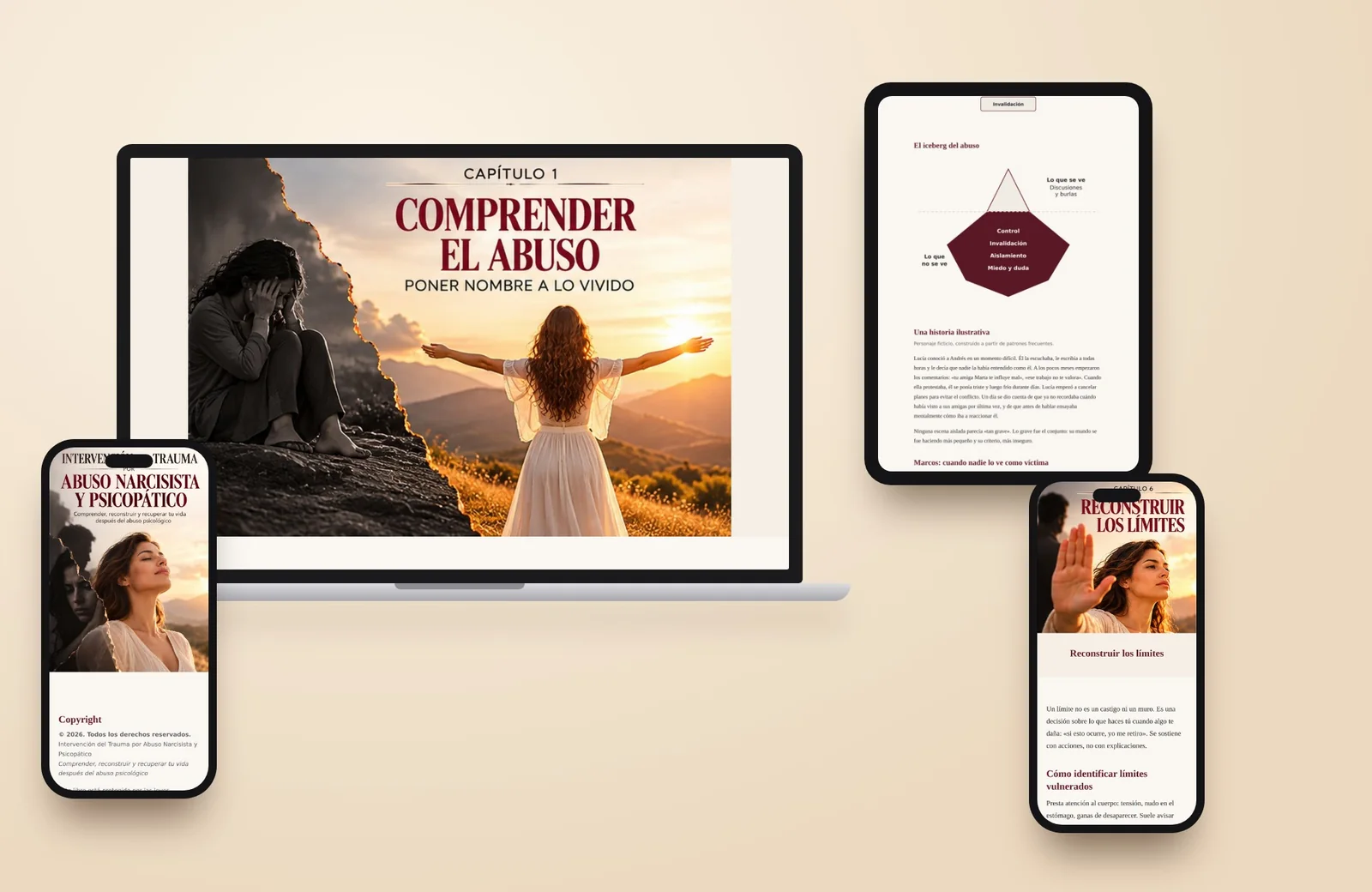 Mockup del ebook en un portátil, una tablet y dos móviles